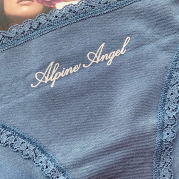 VICTORIA SECRET BLUE ALPINE ANGEL HIGH WAIST LACE TRIM COTTON BIKINI PANTY LARGE - Picture 2 of 13